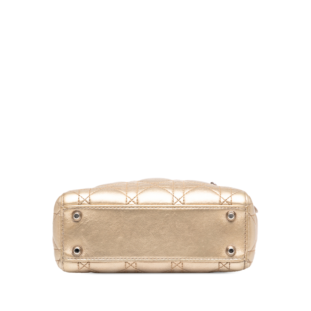 Pre-Loved Dior Mini Metallic Lambskin Cannage Lady Dior - Picture 3 of 7